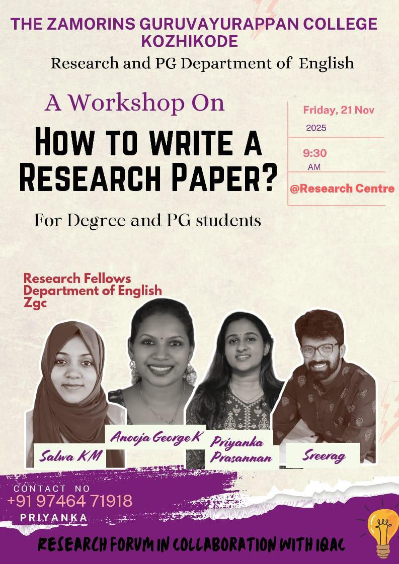 A Workshop On "How to Write a Research Paper”